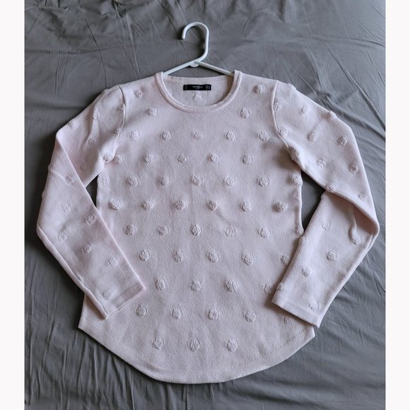 Mango Pastel Pink Crewneck Textured Pullover (XS) - Picture 3 of 9